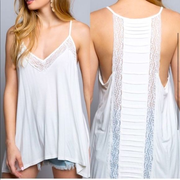 Longline Lace Detail Tunic Tank Top - Picture 6 of 6
